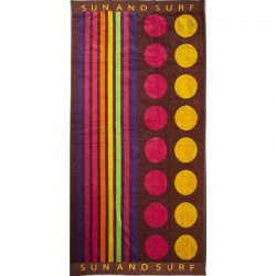 Serviette de plage rayure et pois chocolat