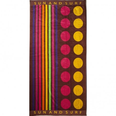 Serviette de plage rayure et pois chocolat