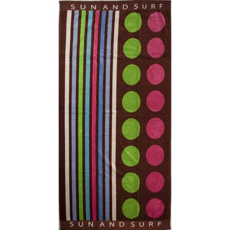 Serviette de plage rayure et pois chocolat Serviette de plage rayure et pois chocolat