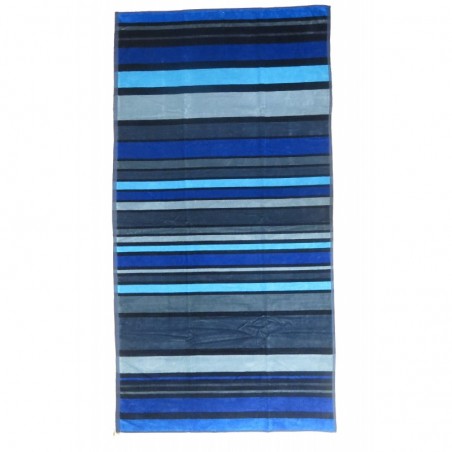 Serviette de plage rayée bleue et noire