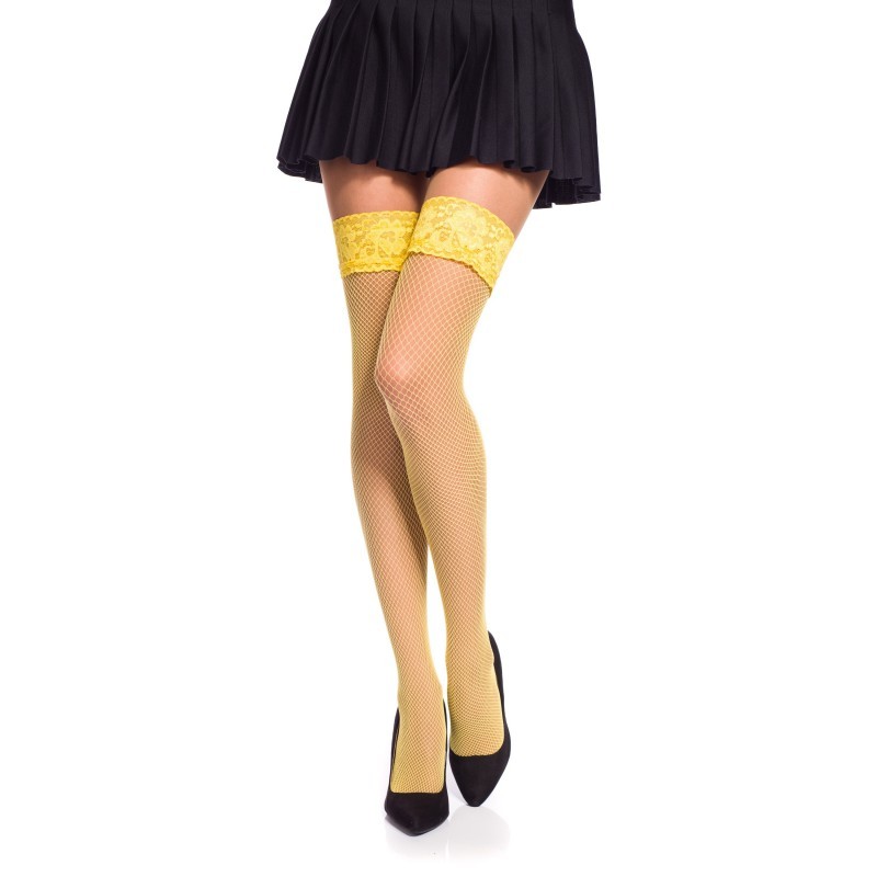 Veronica bas résille jaune Veronica bas résille jaune