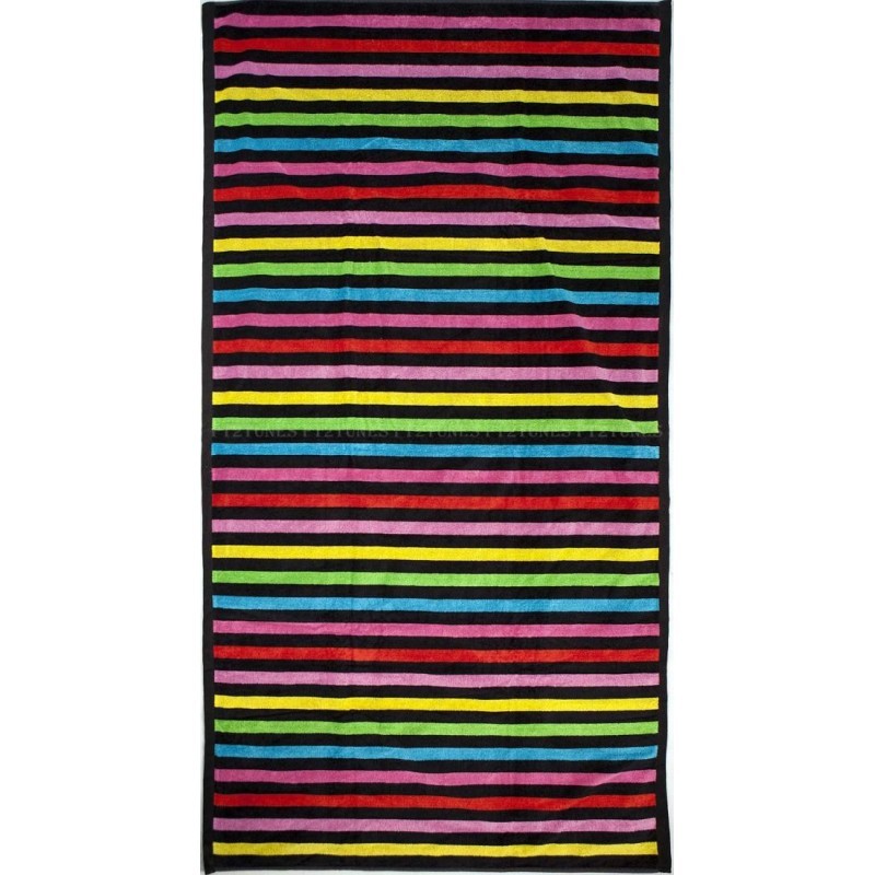 Serviette de plage petites rayures multicolores Serviette de plage petites rayures multicolores