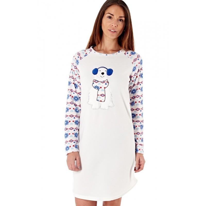 Chemise de nuit polaire blanche Chemise de nuit polaire blanche