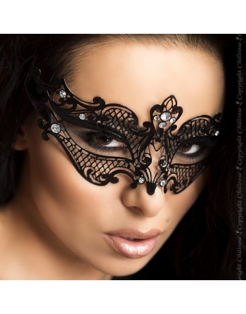 Masque noir en métal avec strass